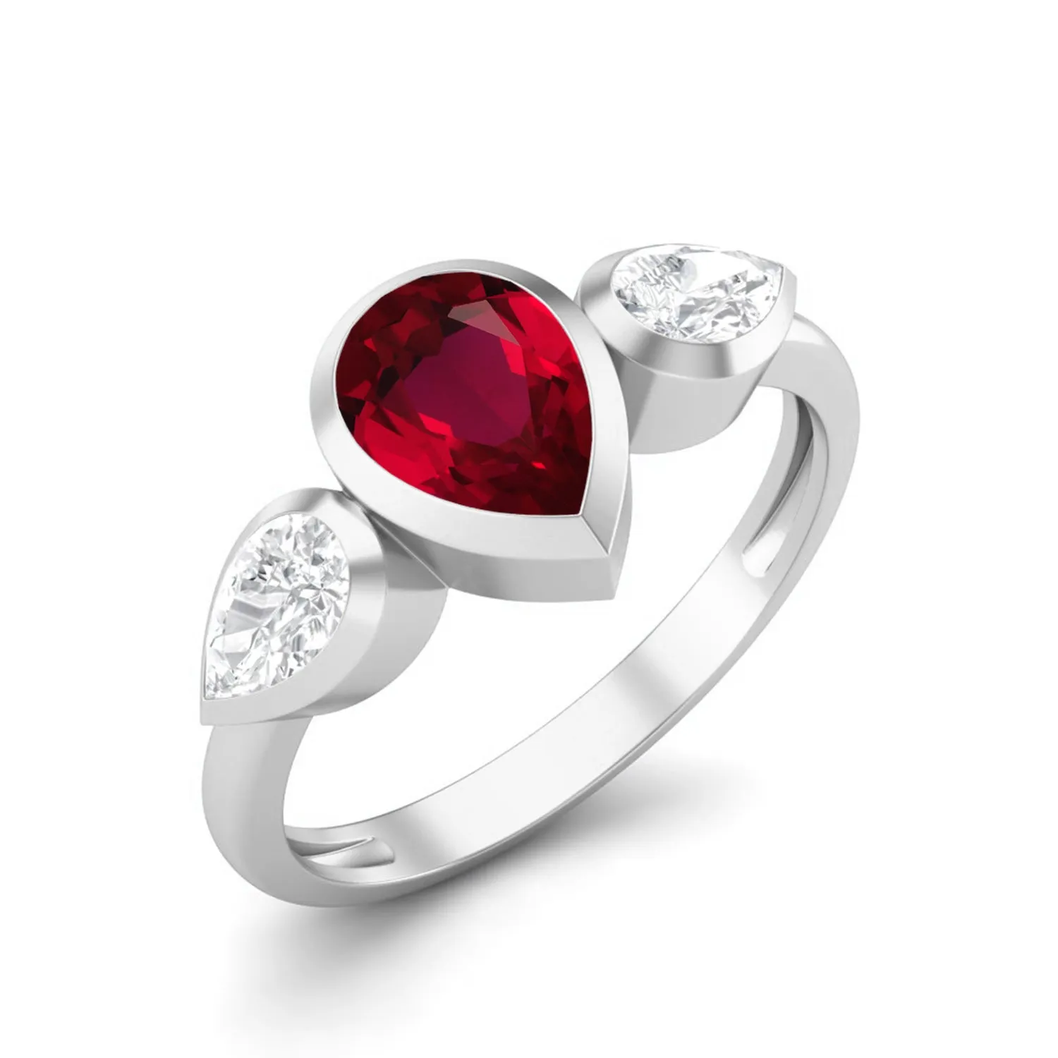 1.25 Cts Pear Shape Ruby 925 Sterling Ring For Women