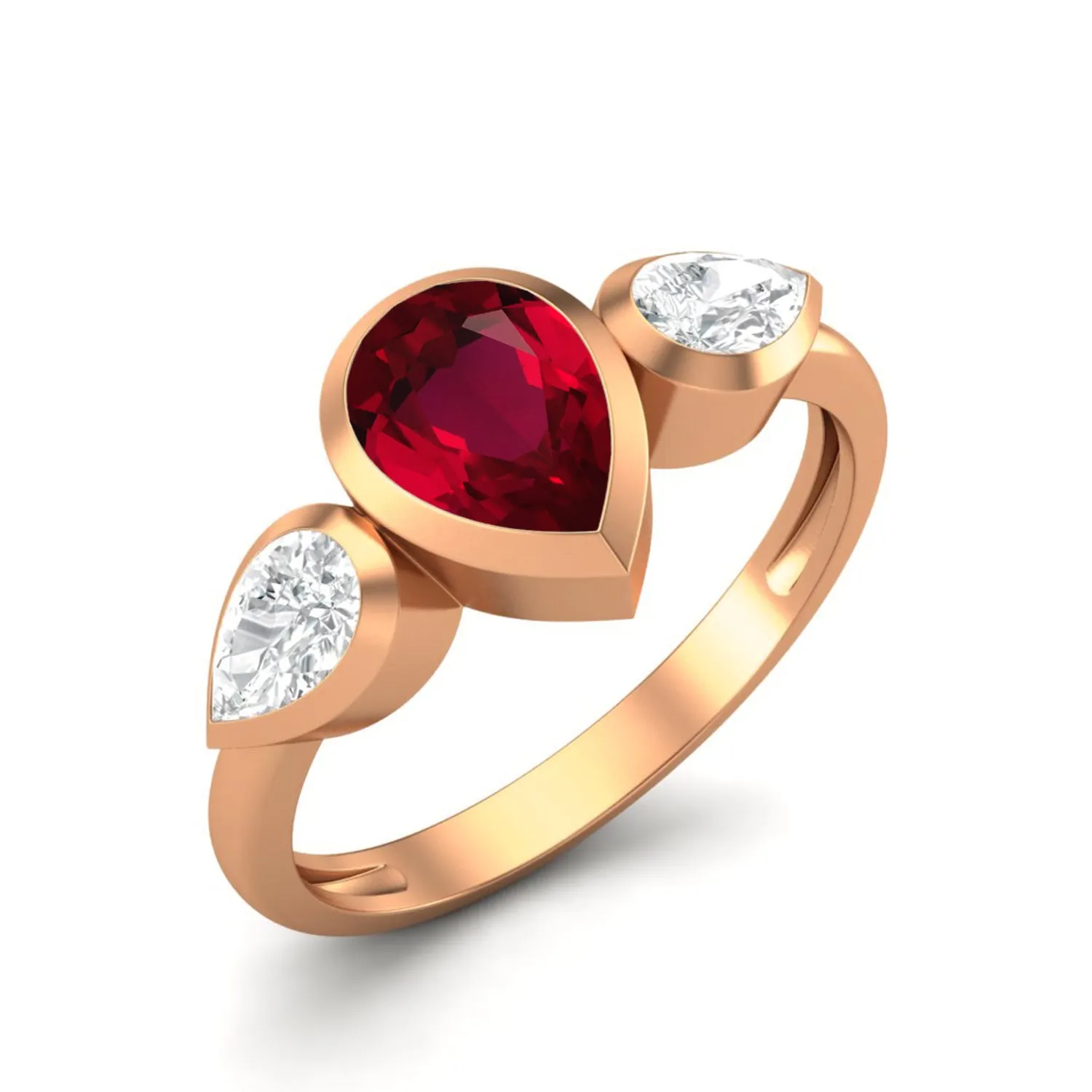 1.25 Cts Pear Shape Ruby 925 Sterling Ring For Women