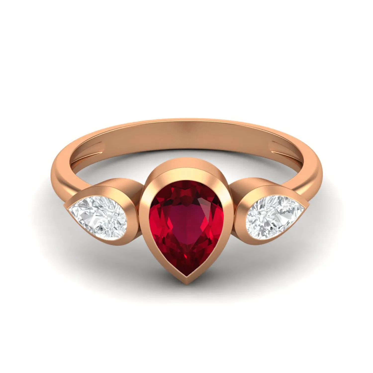 1.25 Cts Pear Shape Ruby 925 Sterling Ring For Women