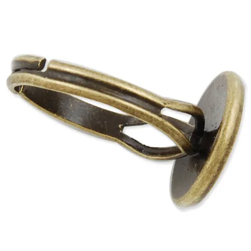12MM Round Adjustable Shallow bottom Antique Bronze plated Ring Base Setting Pendants With 12 MM round Pad,Sold 50PCS Per Package