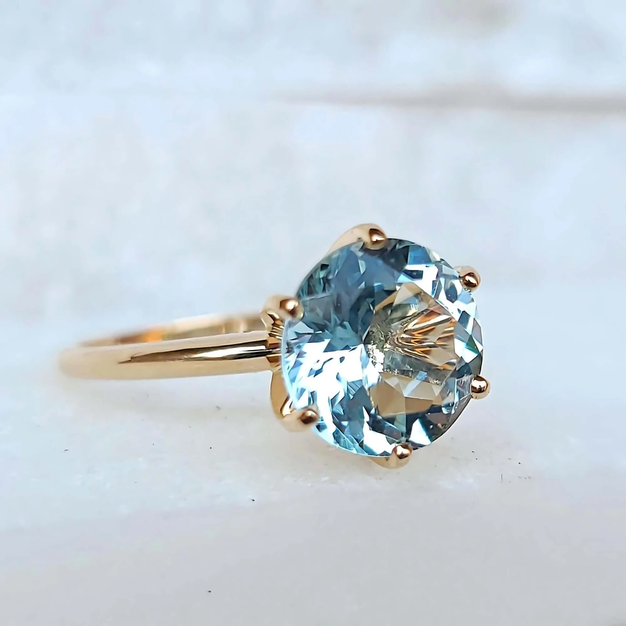 14K Aquamarine Ring in Yellow Gold
