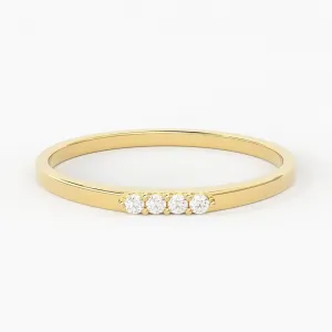 14K Gold 4 Stone Promise Ring / Diamond Ring / Minimalist Diamond Ring / Promise Ring / Stackable Ring