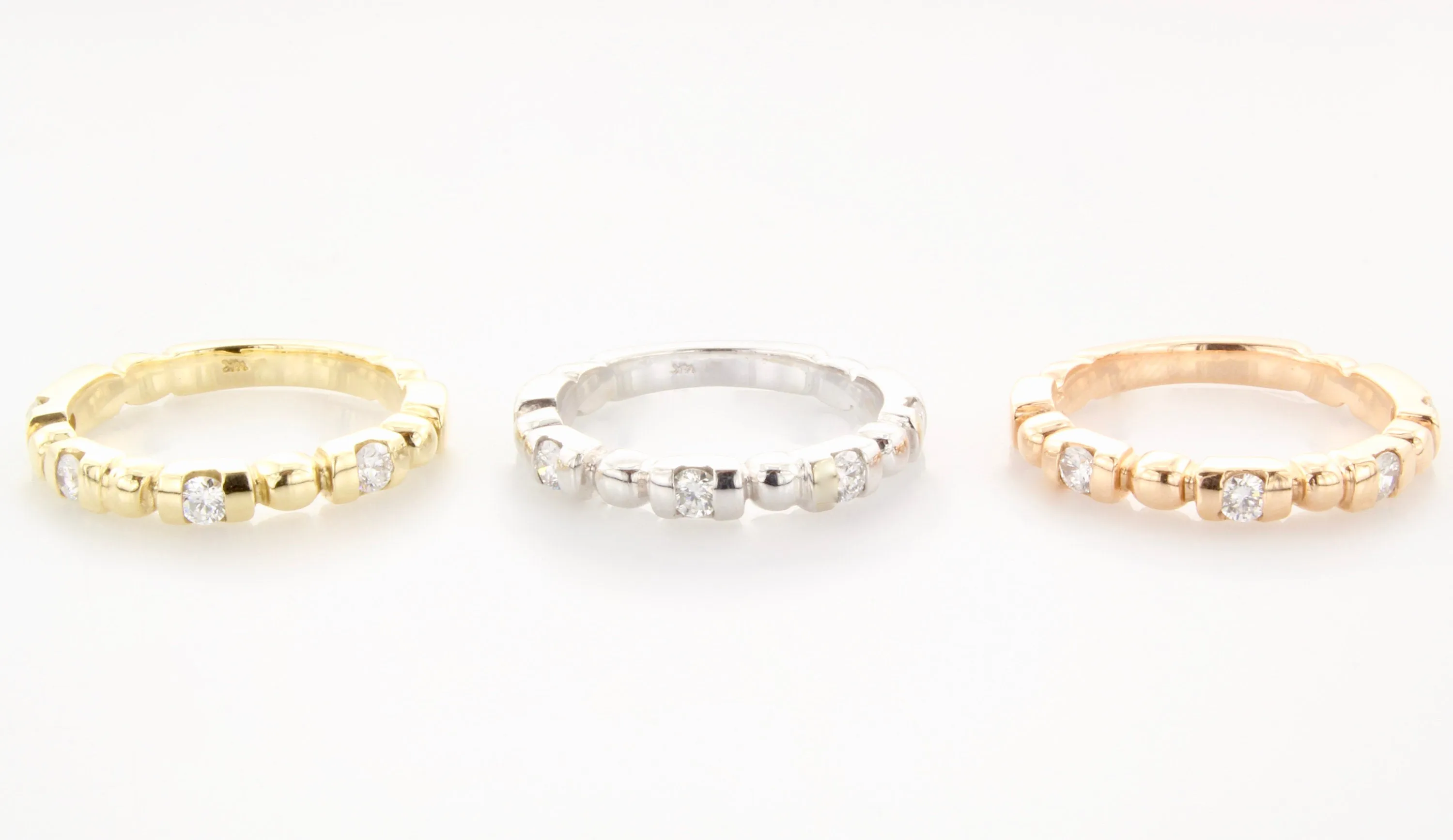 14K Gold Diamond & Bar Set Band