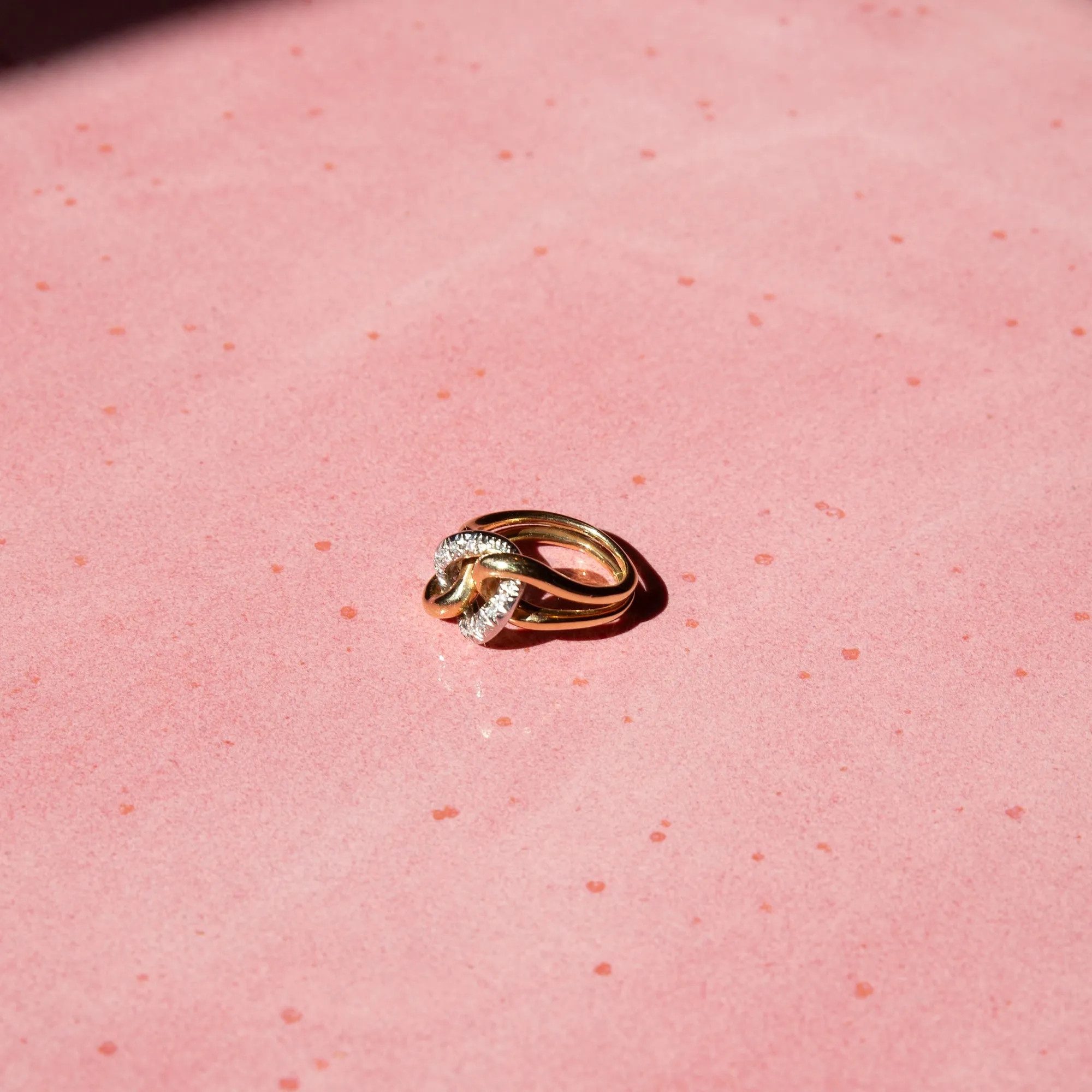 14k Gold Knot/Eternity Pave Diamond Ring