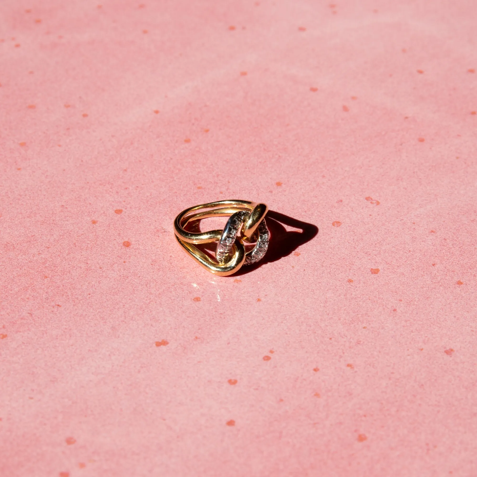 14k Gold Knot/Eternity Pave Diamond Ring