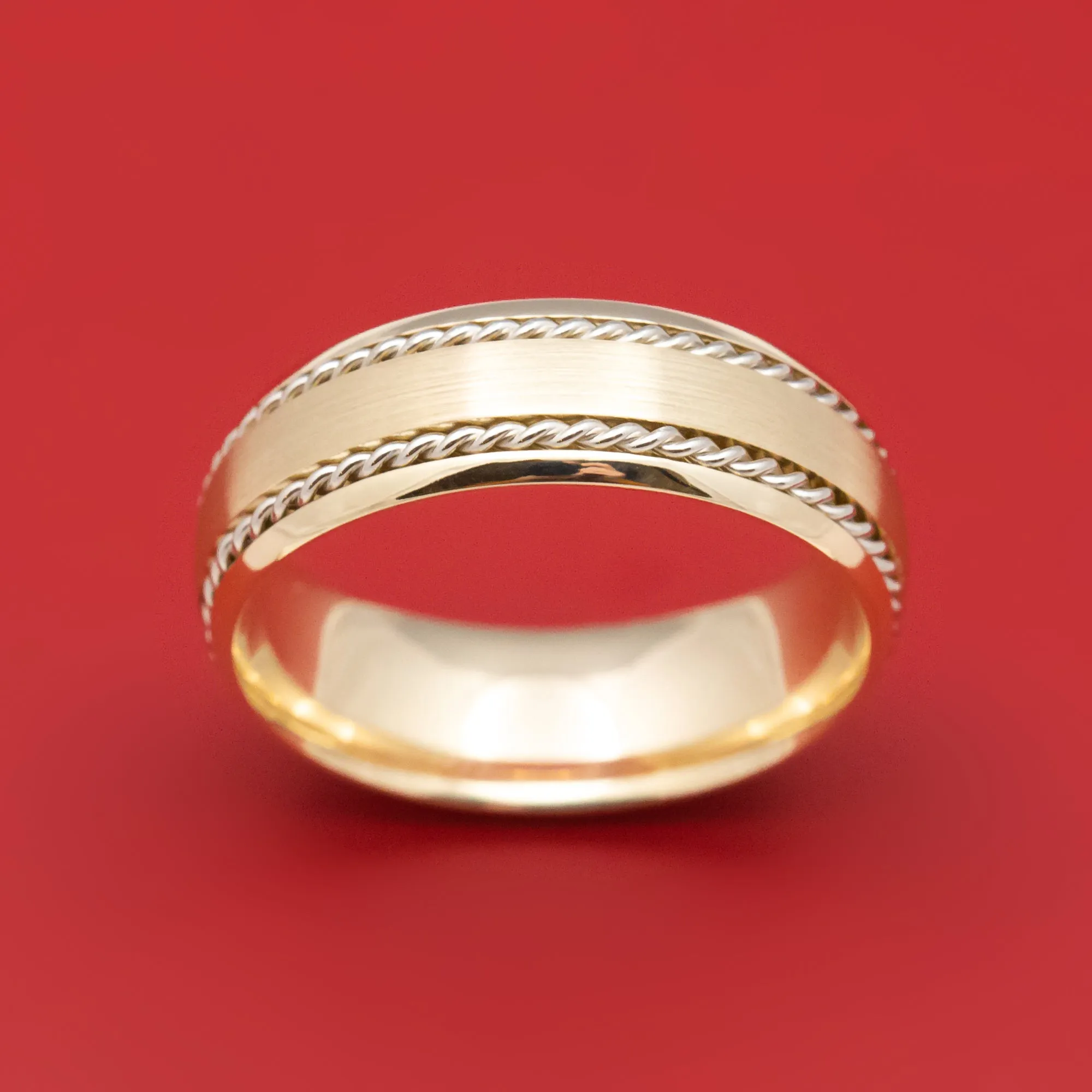 14K Gold Ring with Gold Braided Inlays Custom Made