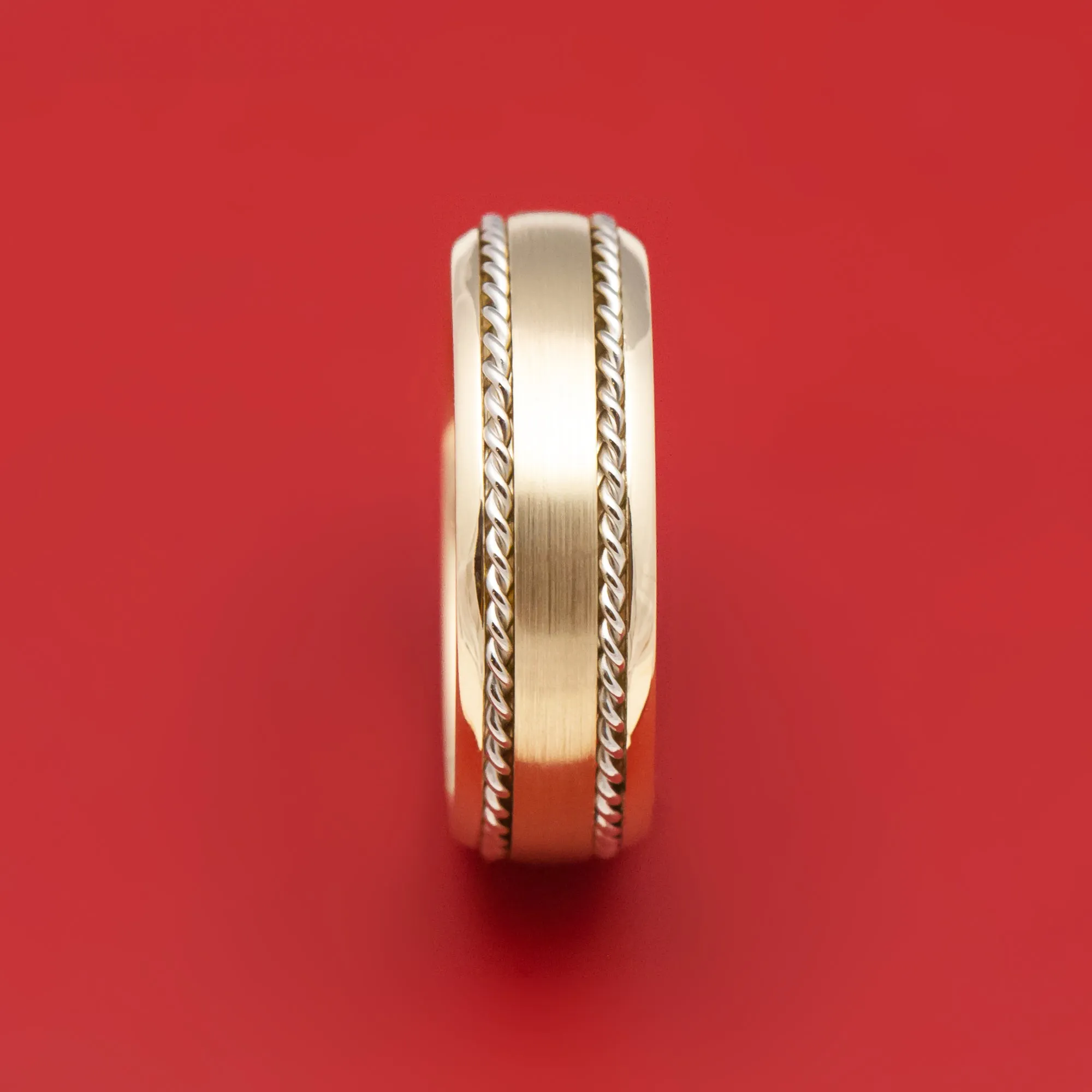 14K Gold Ring with Gold Braided Inlays Custom Made