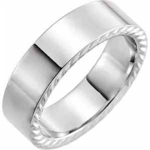 14K White 7 mm Rope Pattern Band Size 11