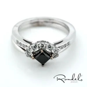 14K White Gold Black Diamond Tiara Stackable Rings