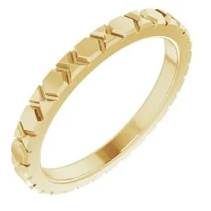 14K Yellow 2 mm Geometric Band Size 4.5