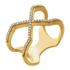 14k Yellow Gold 1/6 CTW Diamond Geometric Ring, Size 7
