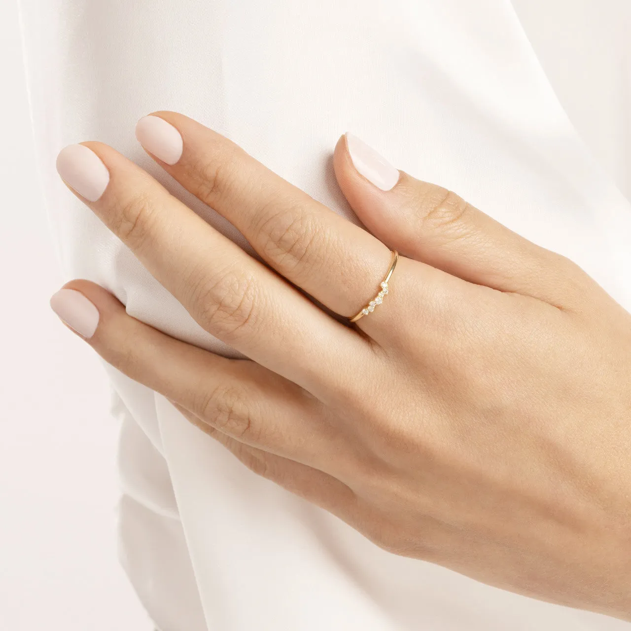 14K Yellow Gold Abstract Diamond Stackable Band