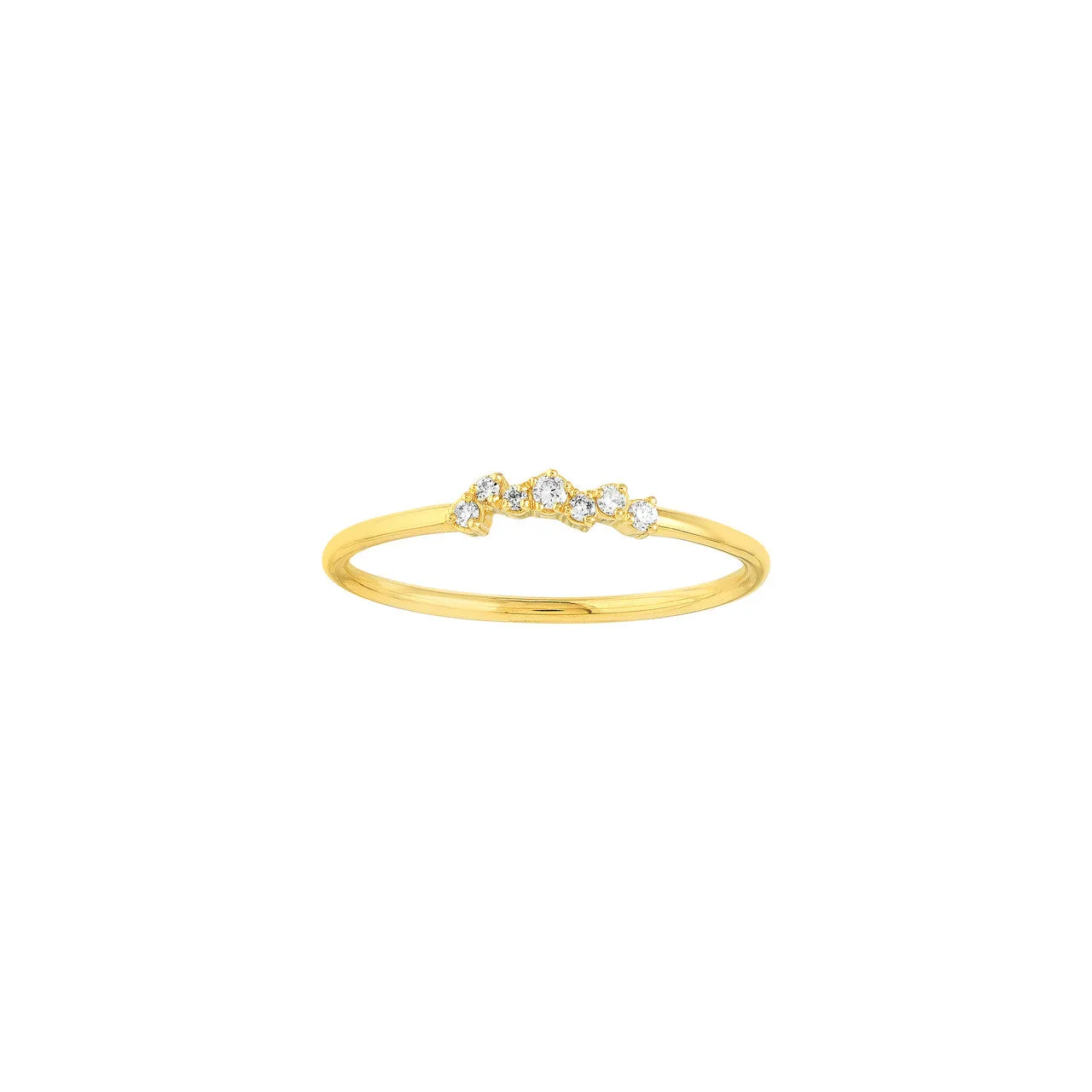 14K Yellow Gold Abstract Diamond Stackable Band
