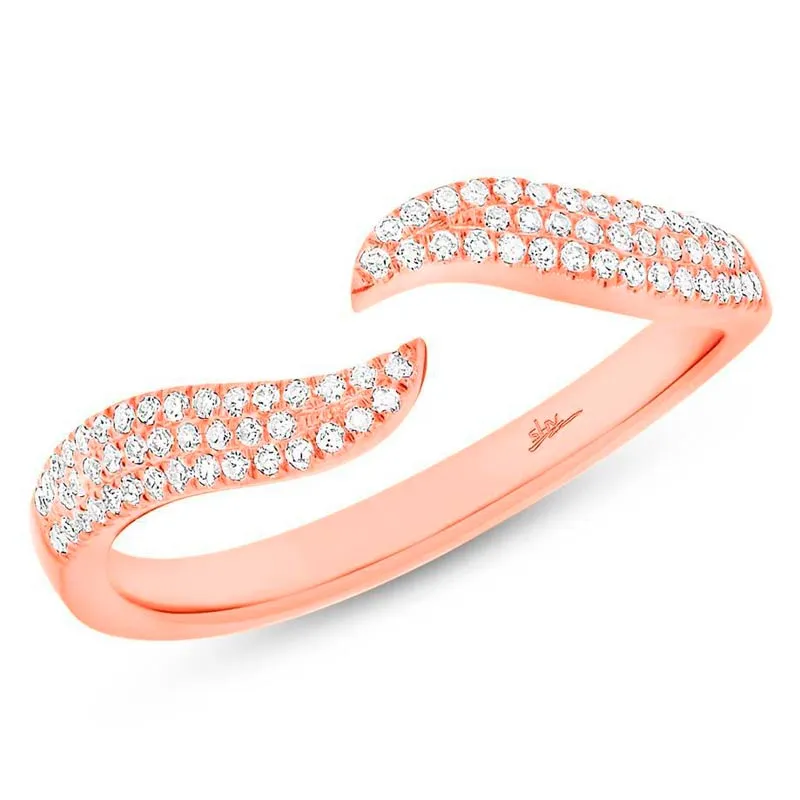 14k Yellow Gold Diamond Wave Ring