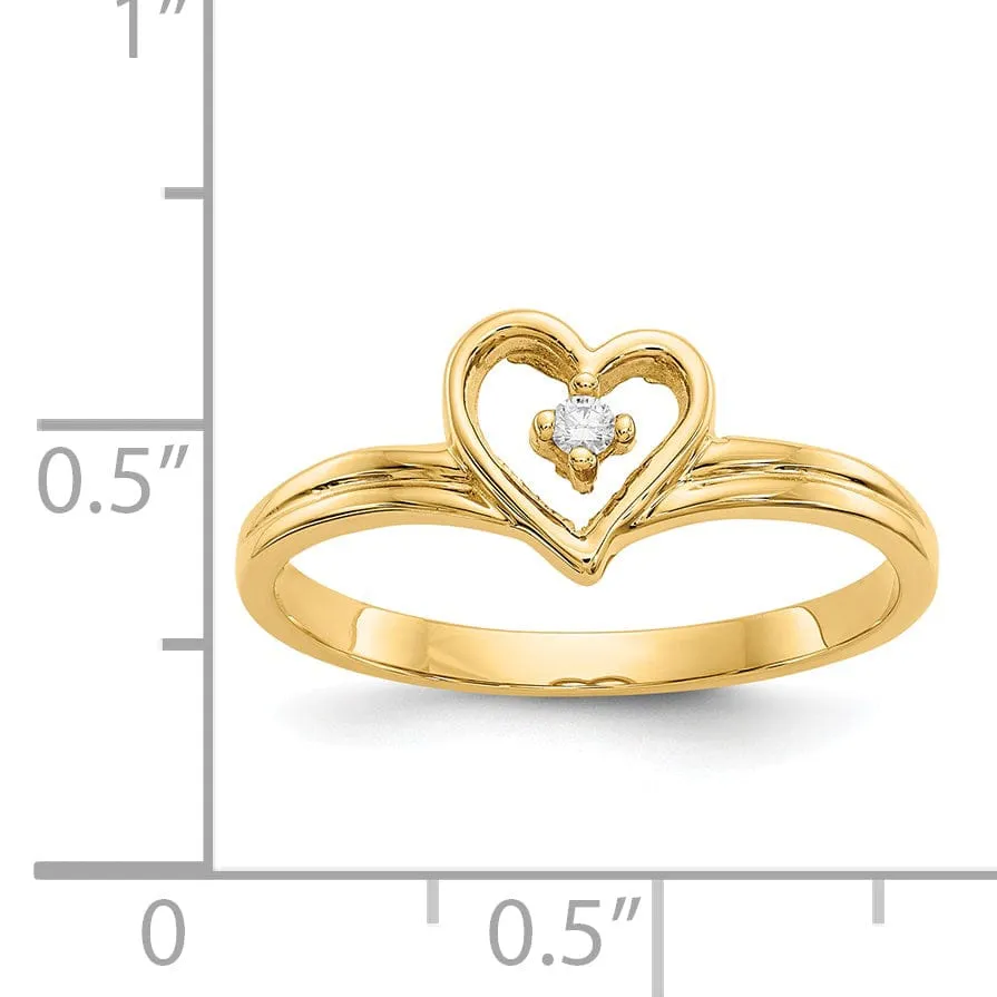 14k Yellow Gold Polished Diamond Heart Ring