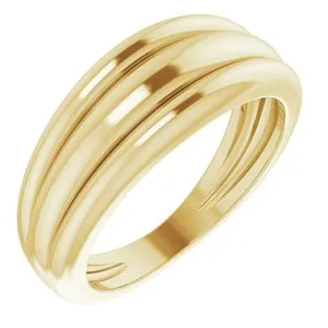 14K Yellow Triple Dome Ring