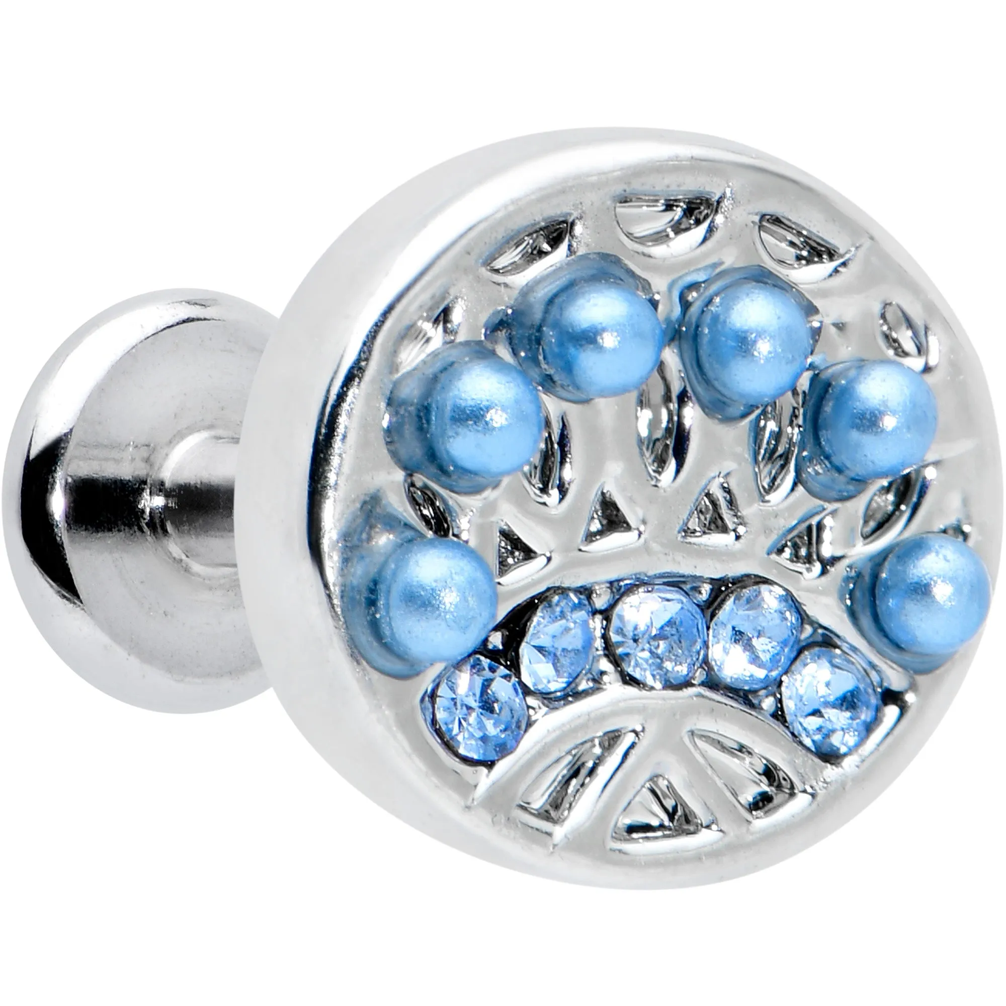 16 Gauge 1/4 Blue Gem Geometric Blues Pattern Labret Monroe Tragus