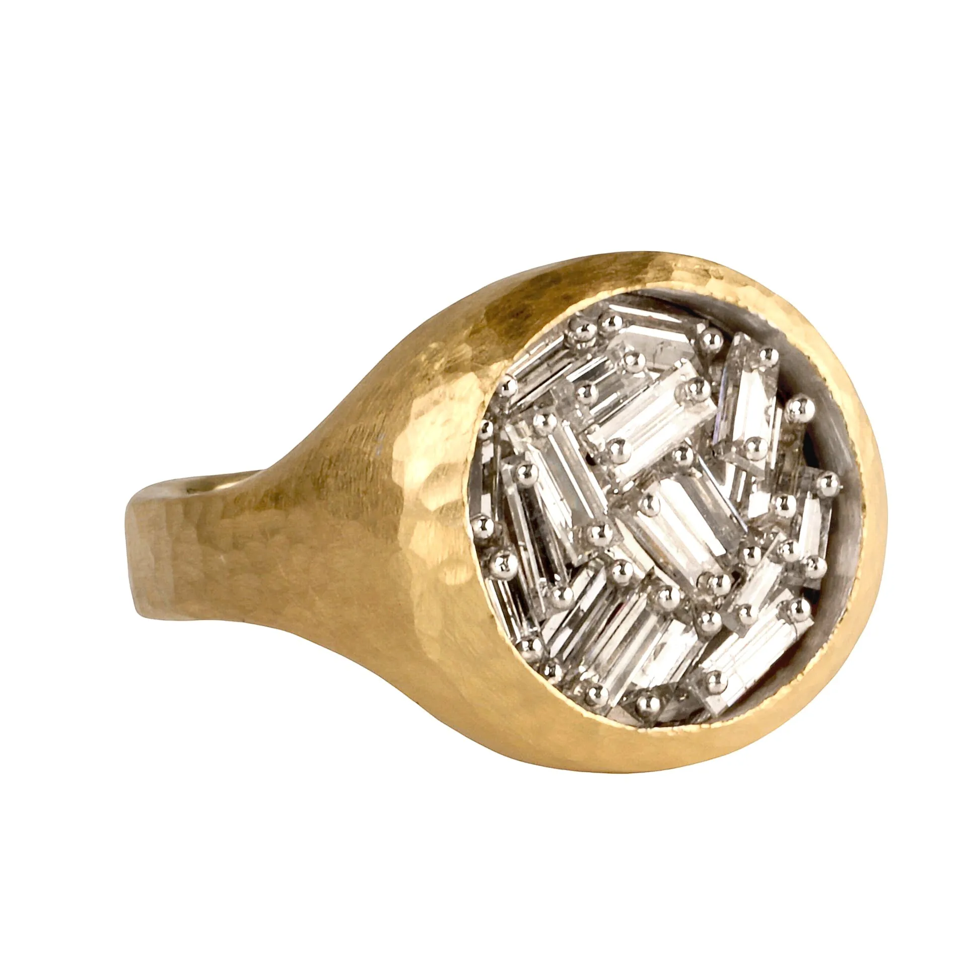 18K Gold & Platinum Pin-Set Baguette Diamond Ring