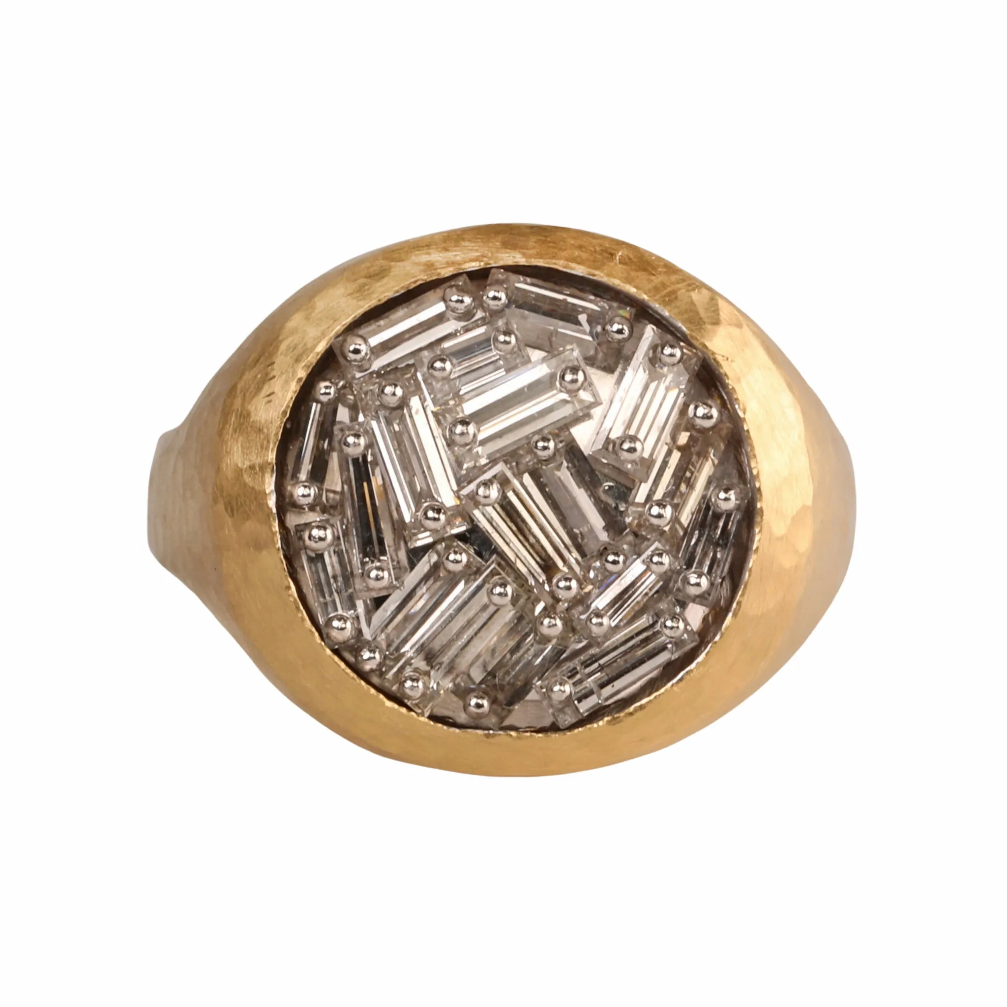 18K Gold & Platinum Pin-Set Baguette Diamond Ring