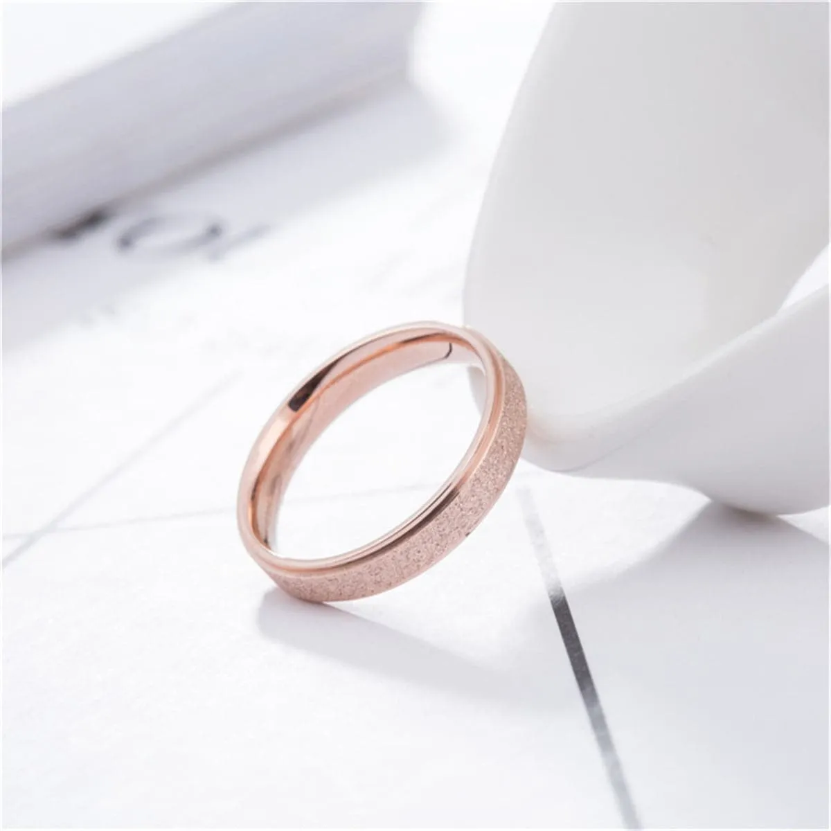 18K Rose Gold-Plated Frosted Band