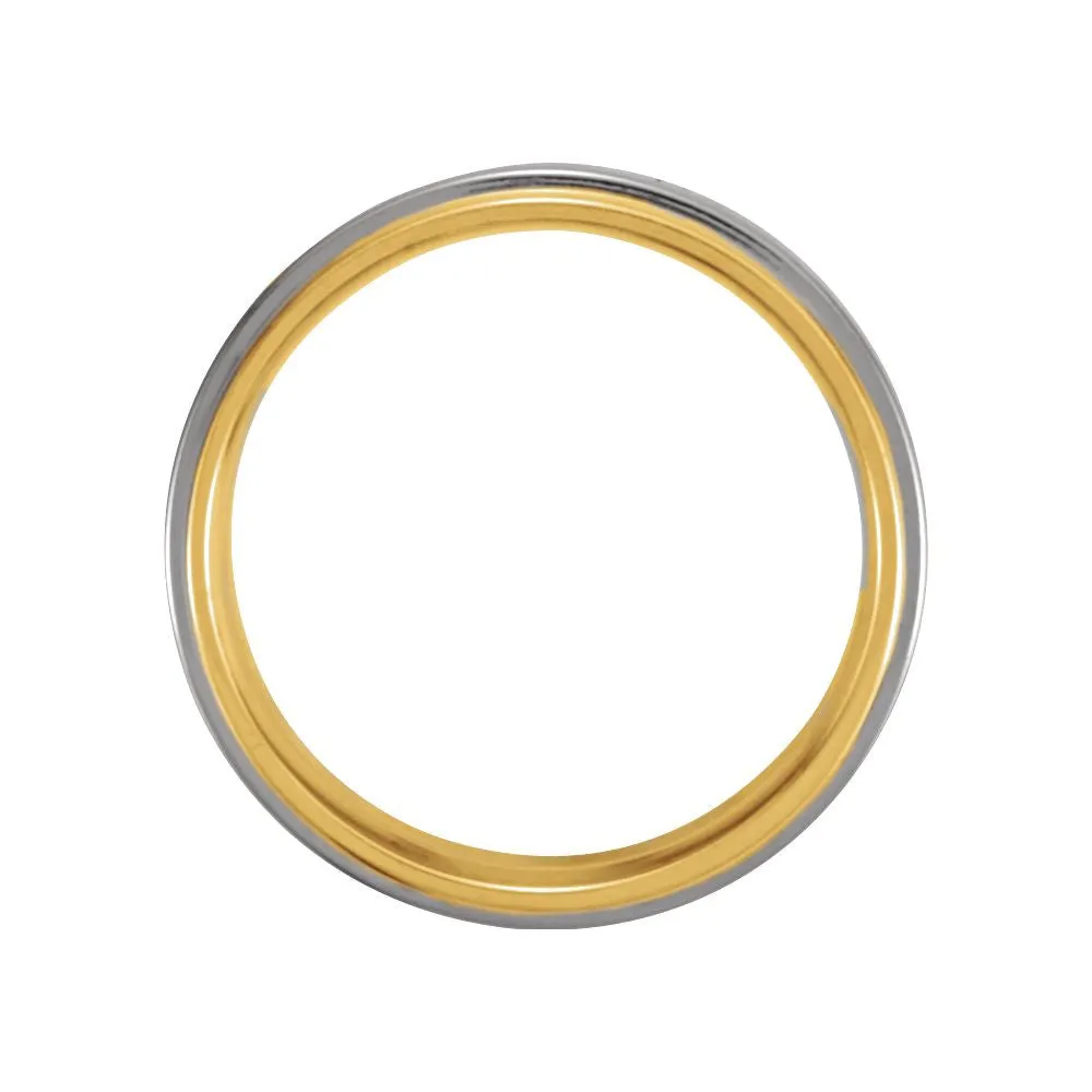 18k Yellow Gold & Platinum 7.5mm Flat Edge Comfort-Fit Band Size 9.5