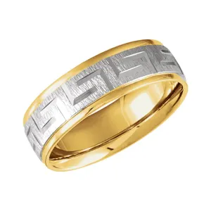 18k Yellow Gold & Platinum 7mm Two-Tone Comfort Fit Design Band Size 10.5