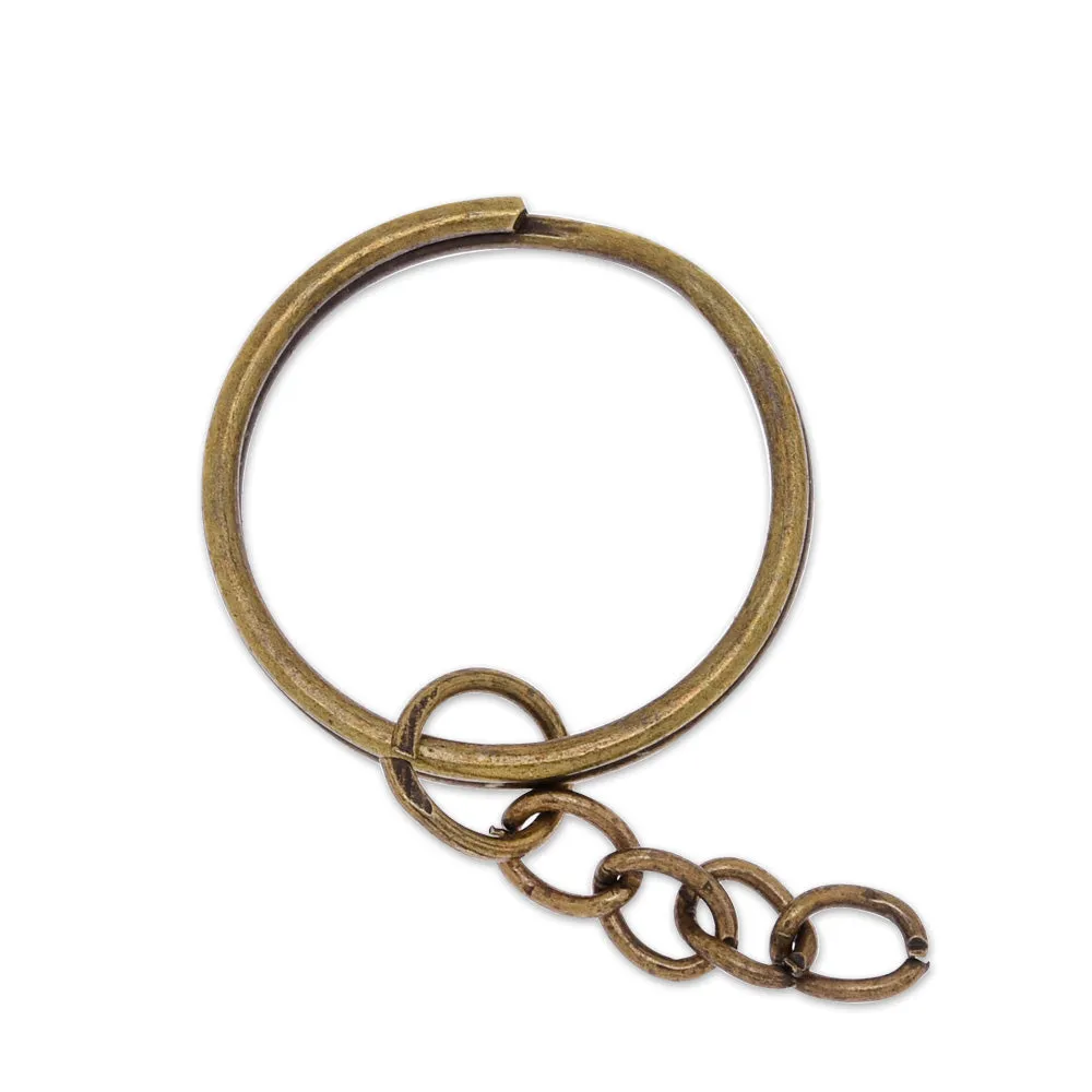 22mm Iron Keychain Rings with chain Split Key Ring Key Accessories Jewelry Making Key Ring Findings antique bronze 50 pcs 10183708