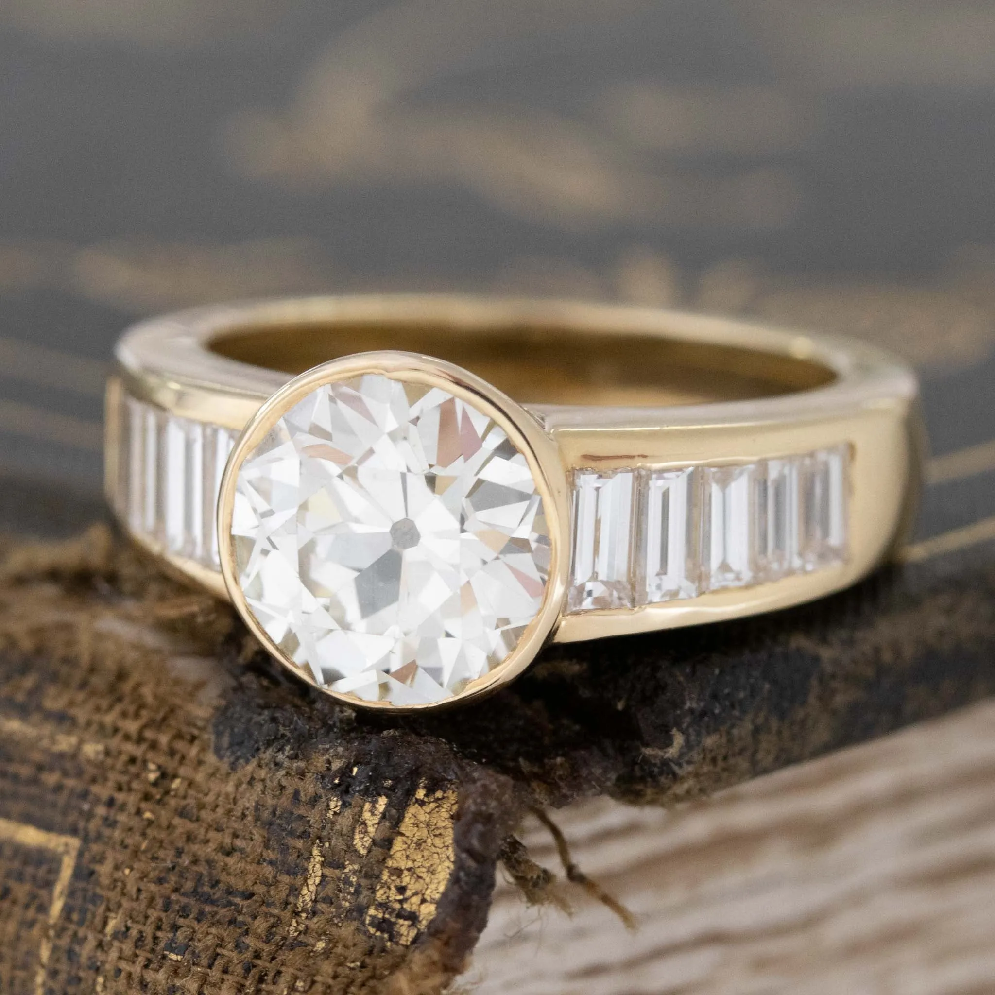 2.54ct Vintage Old European Cut Diamond Ring, French