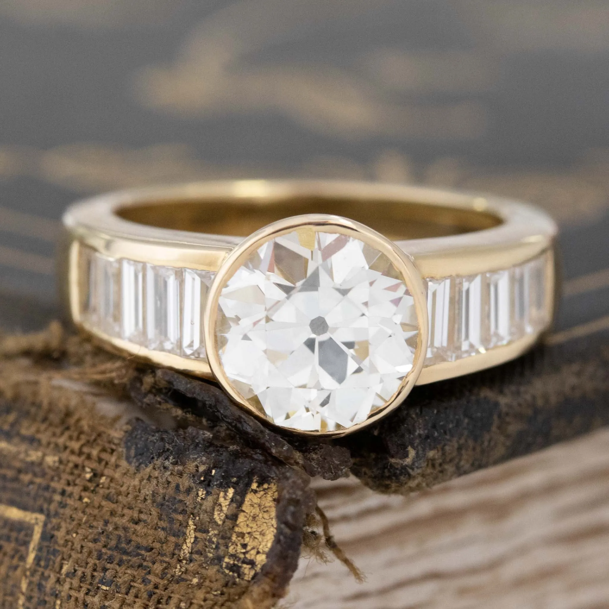 2.54ct Vintage Old European Cut Diamond Ring, French