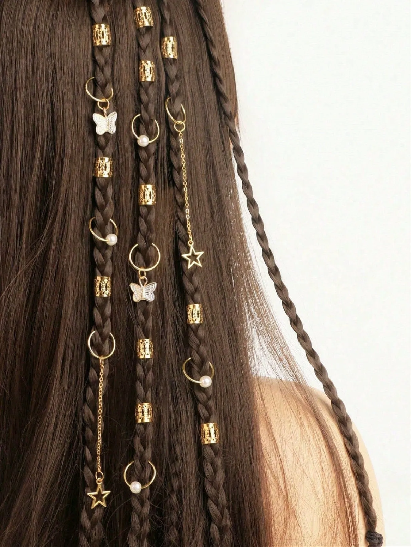 29pcs Mixed-Style Silver Pearl Butterfly Hair Rings