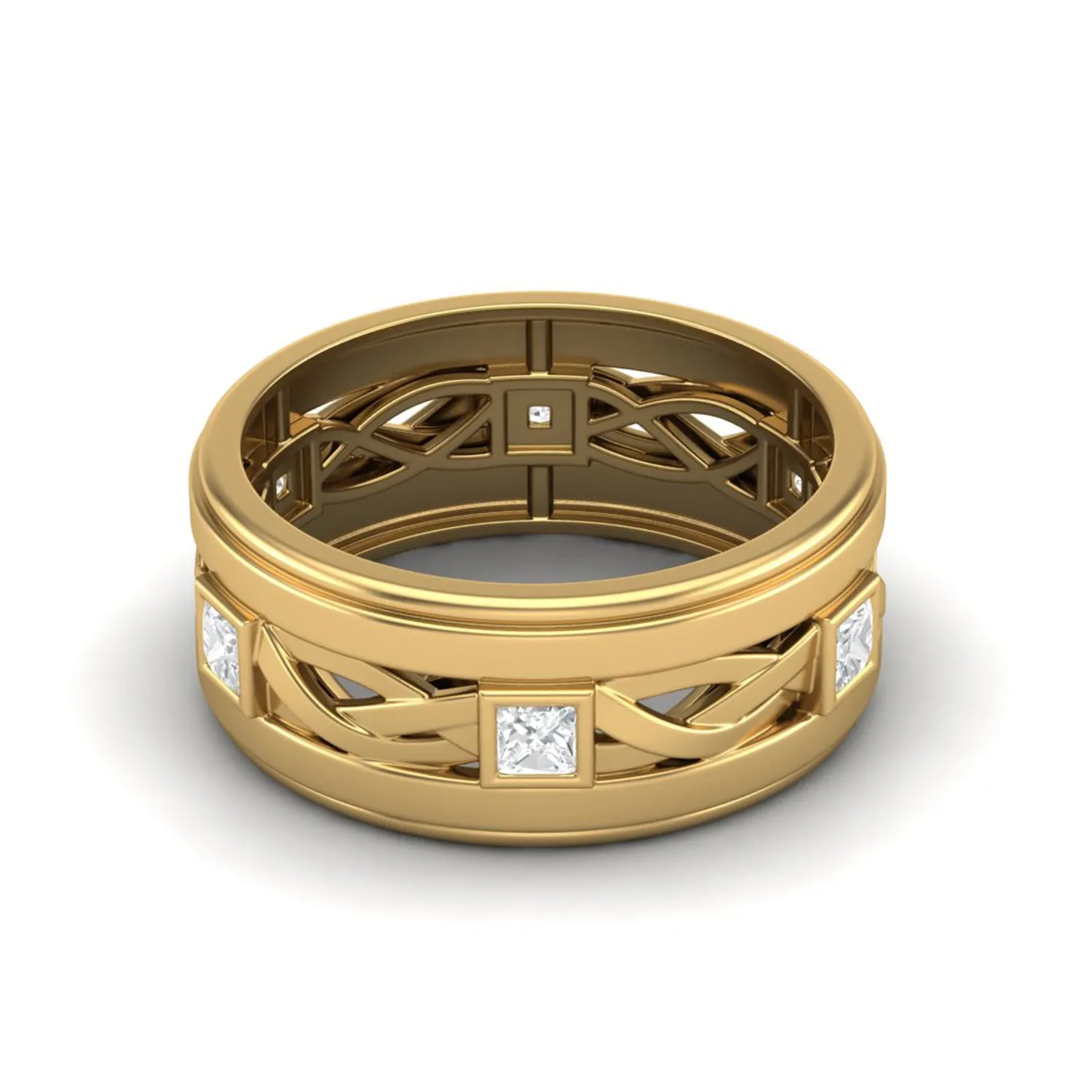 2X2 MM Square Moissanite Eternity Band Ring