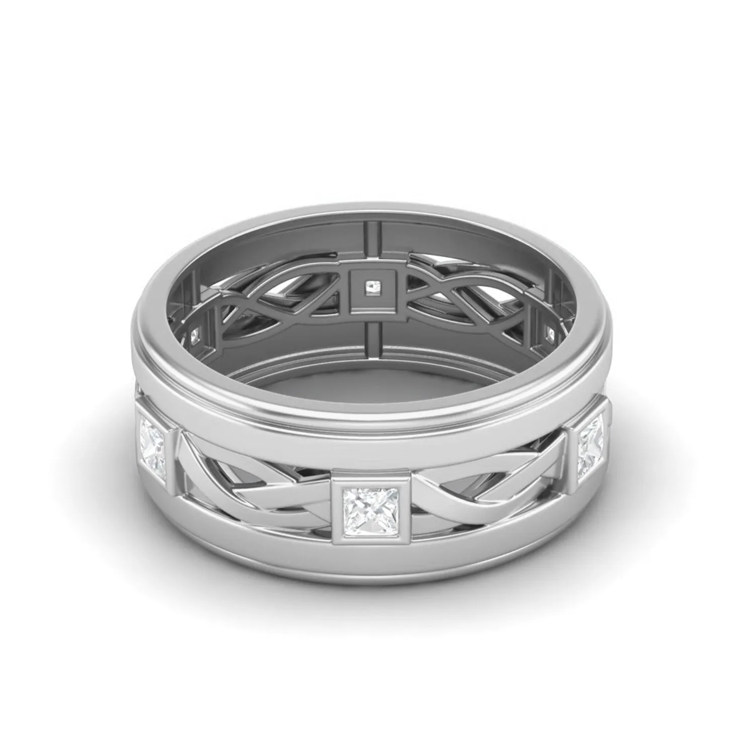 2X2 MM Square Moissanite Eternity Band Ring