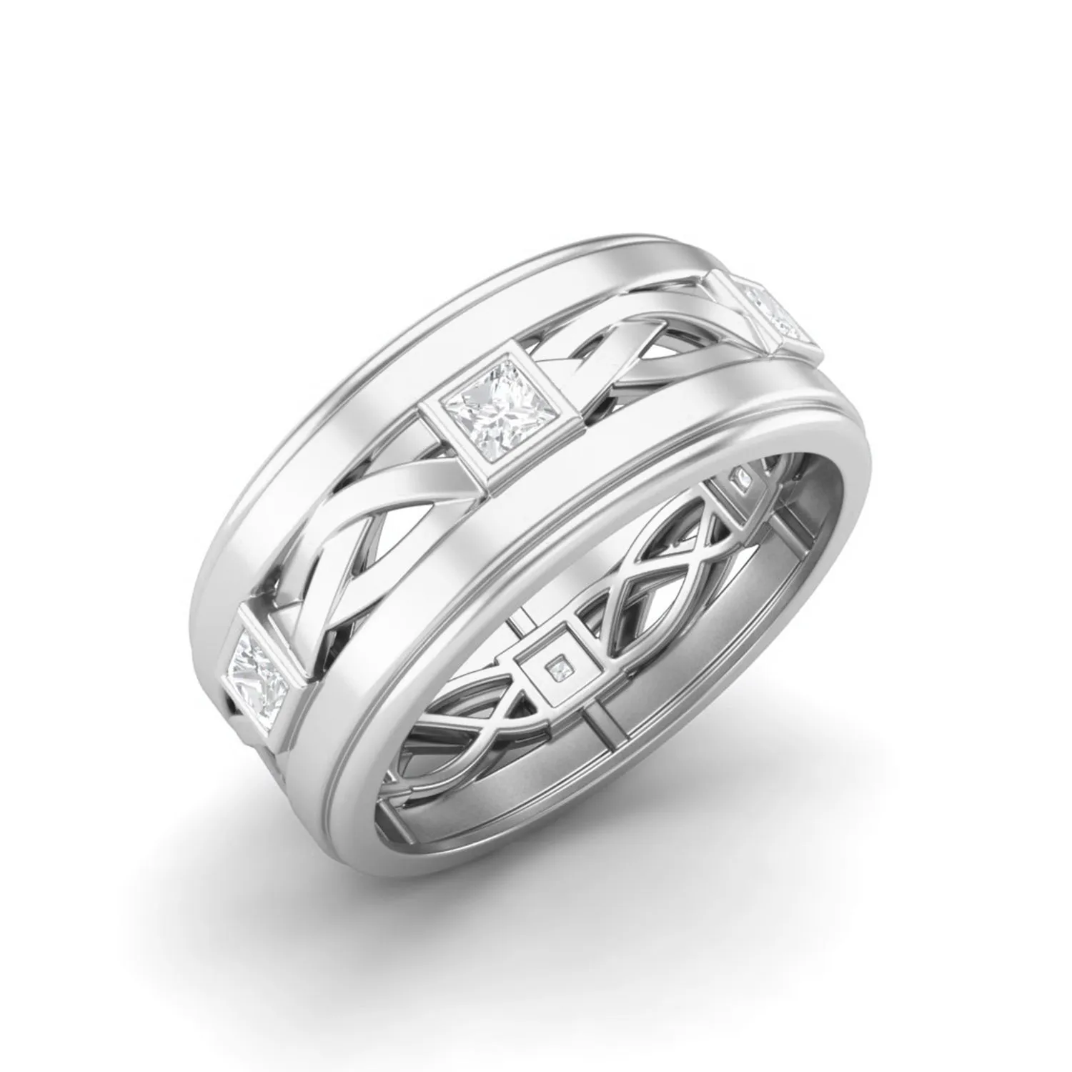 2X2 MM Square Moissanite Eternity Band Ring