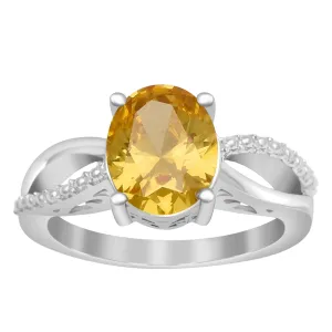 3ct Oval Citrine 925 Sterling Silver Promise Rings for Her