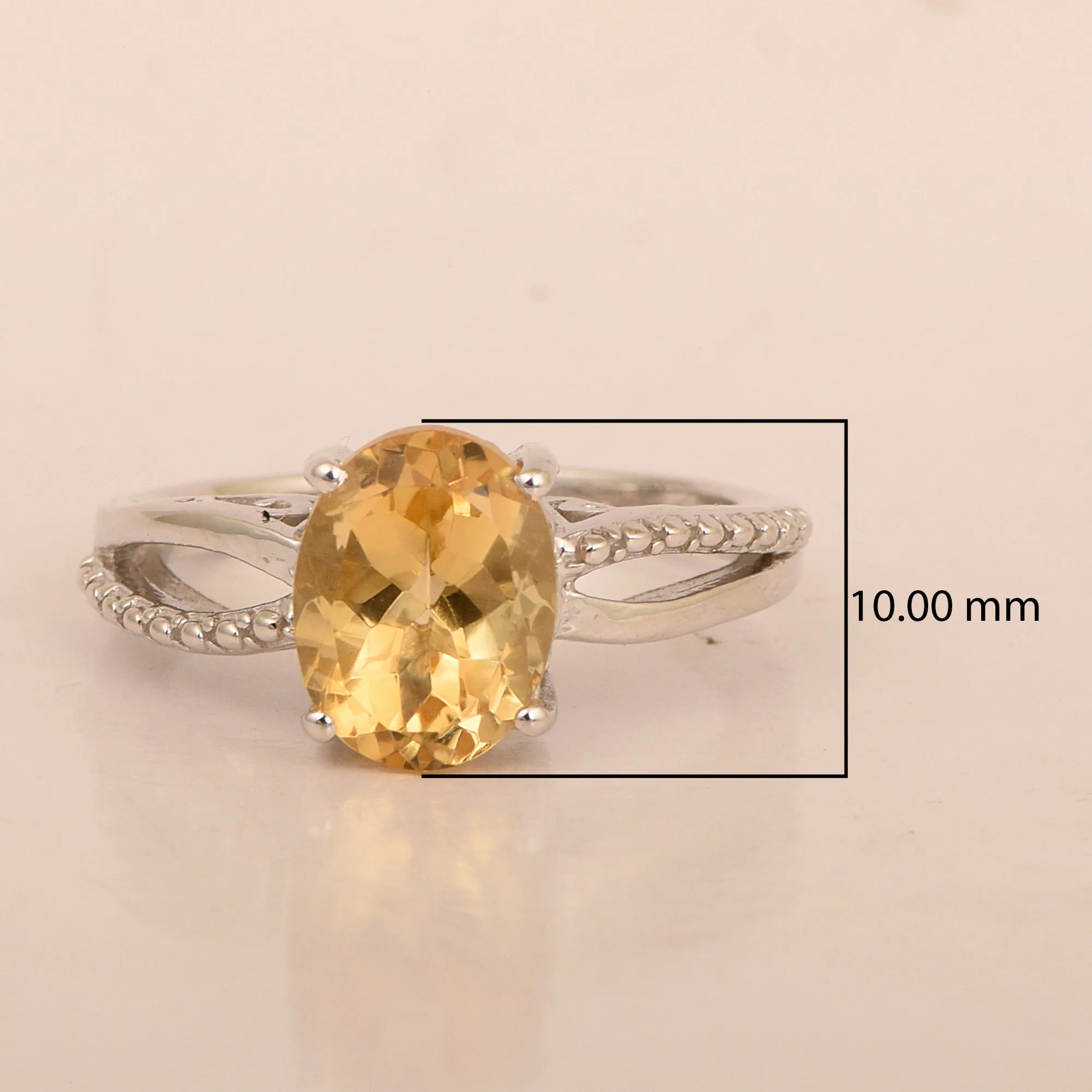 3ct Oval Citrine 925 Sterling Silver Promise Rings for Her