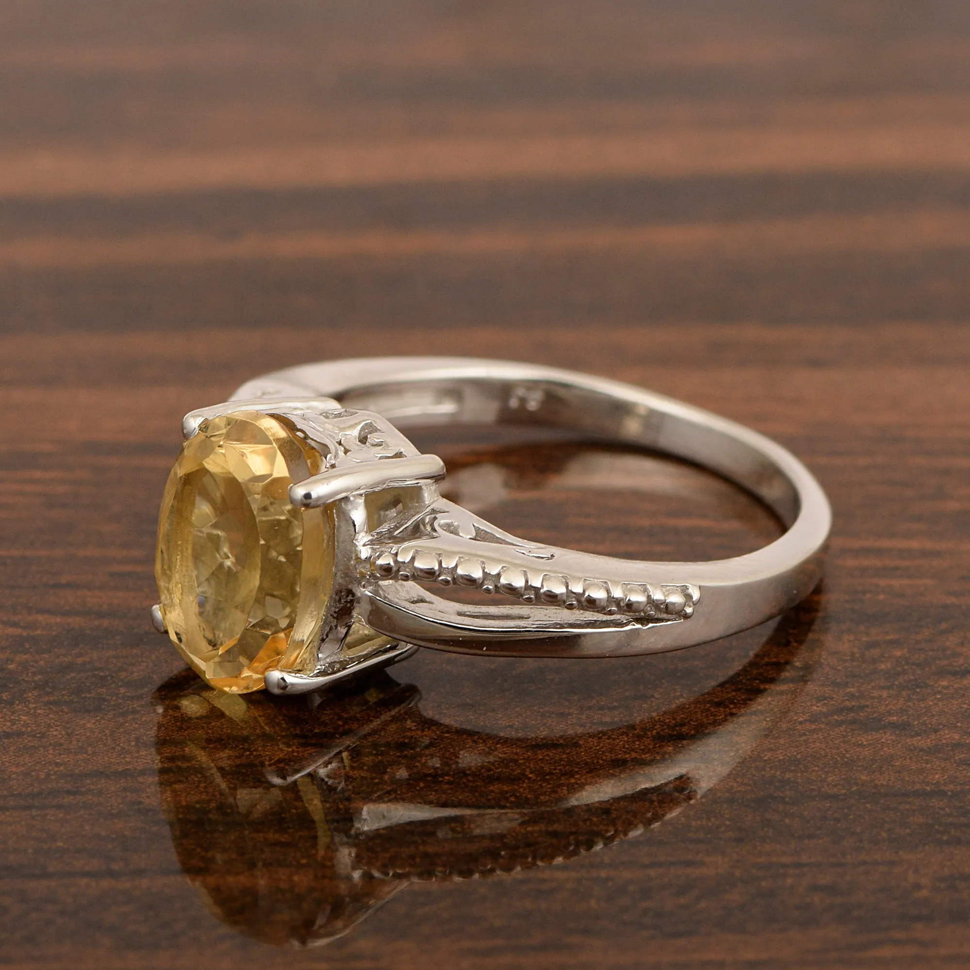 3ct Oval Citrine 925 Sterling Silver Promise Rings for Her