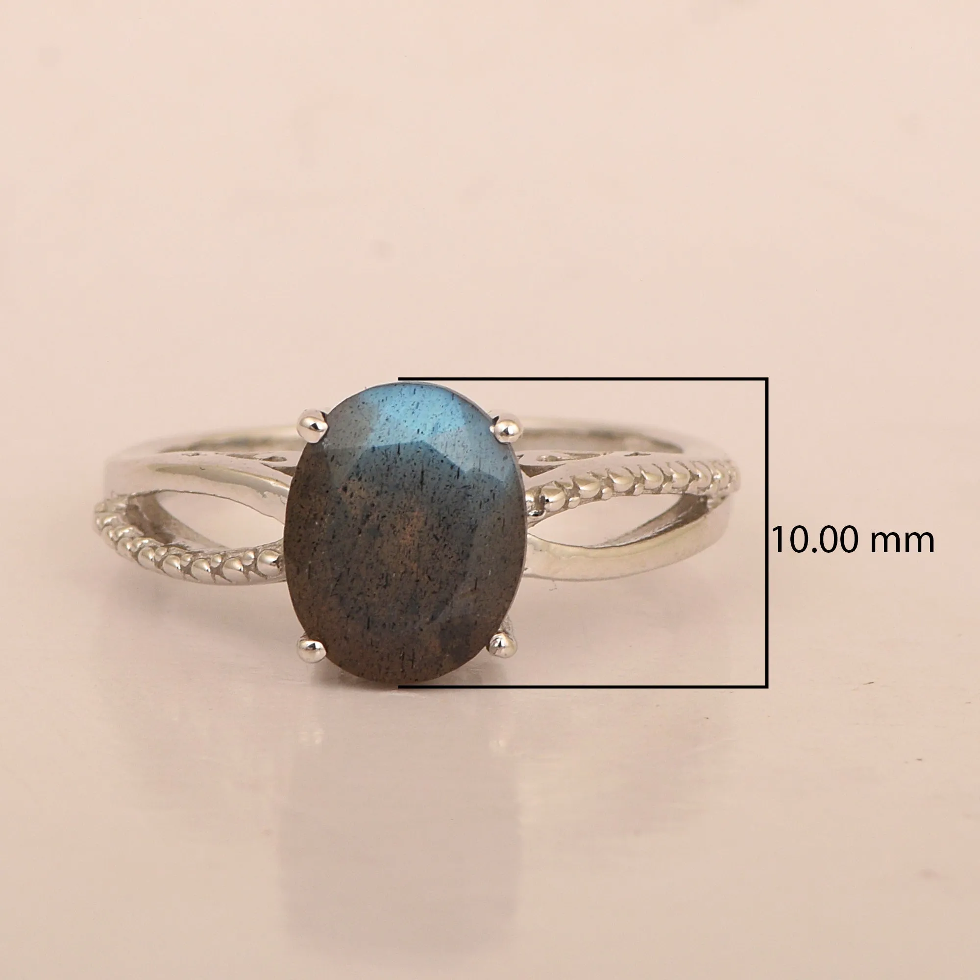 3ct Oval Labradorite 925 Sterling Silver Promise Rings for Her