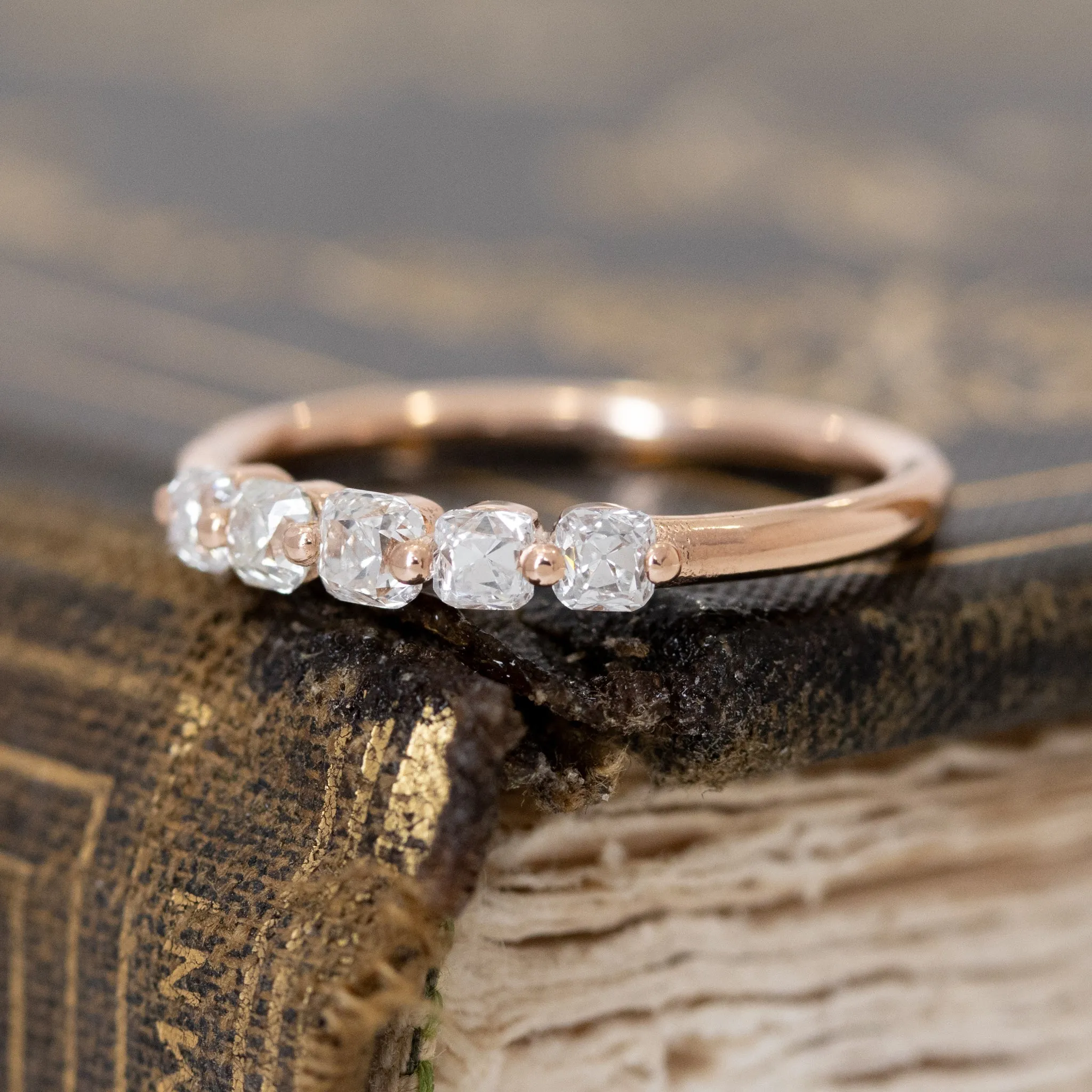 .53ctw Old Mine Cut Diamond Shared Prong Band
