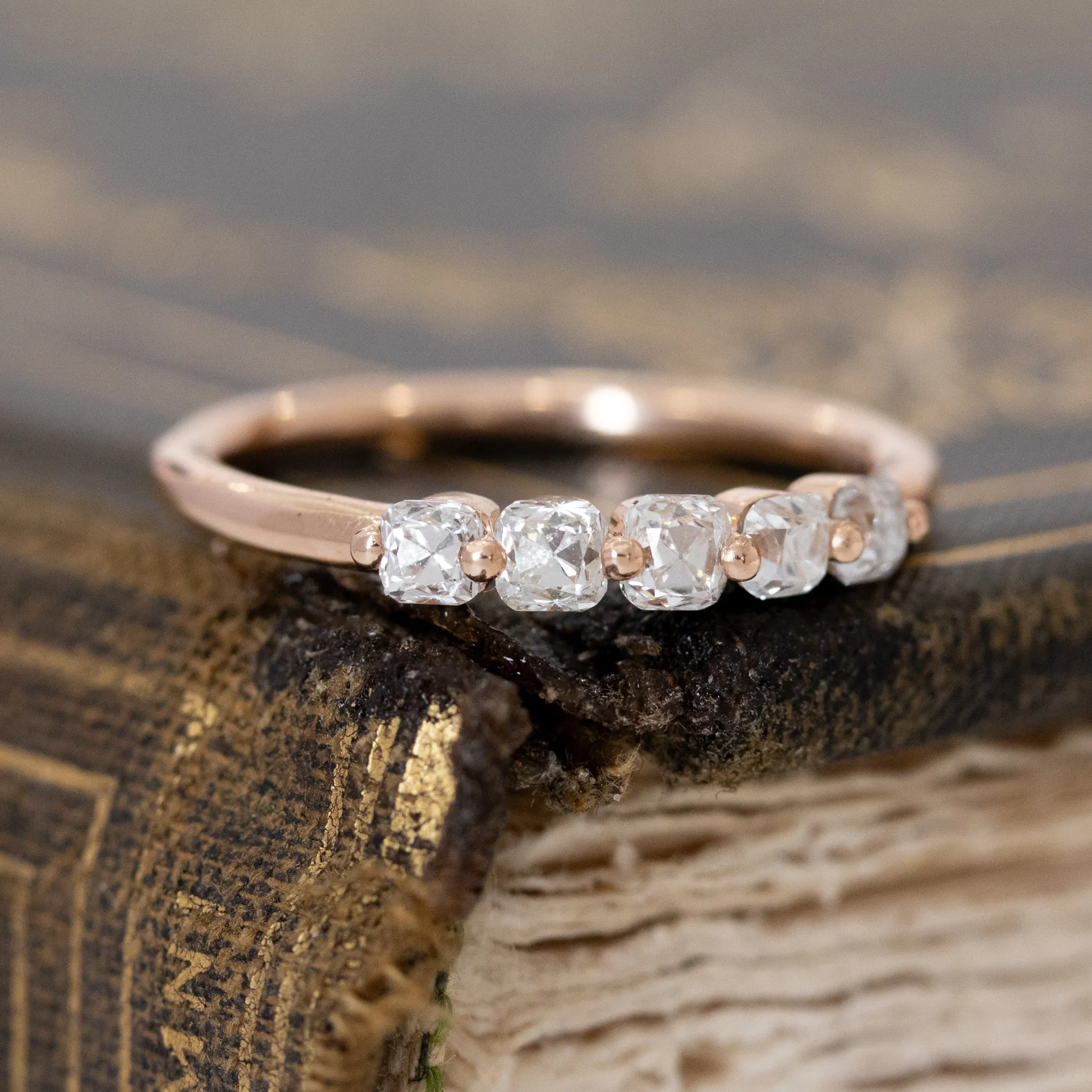 .53ctw Old Mine Cut Diamond Shared Prong Band