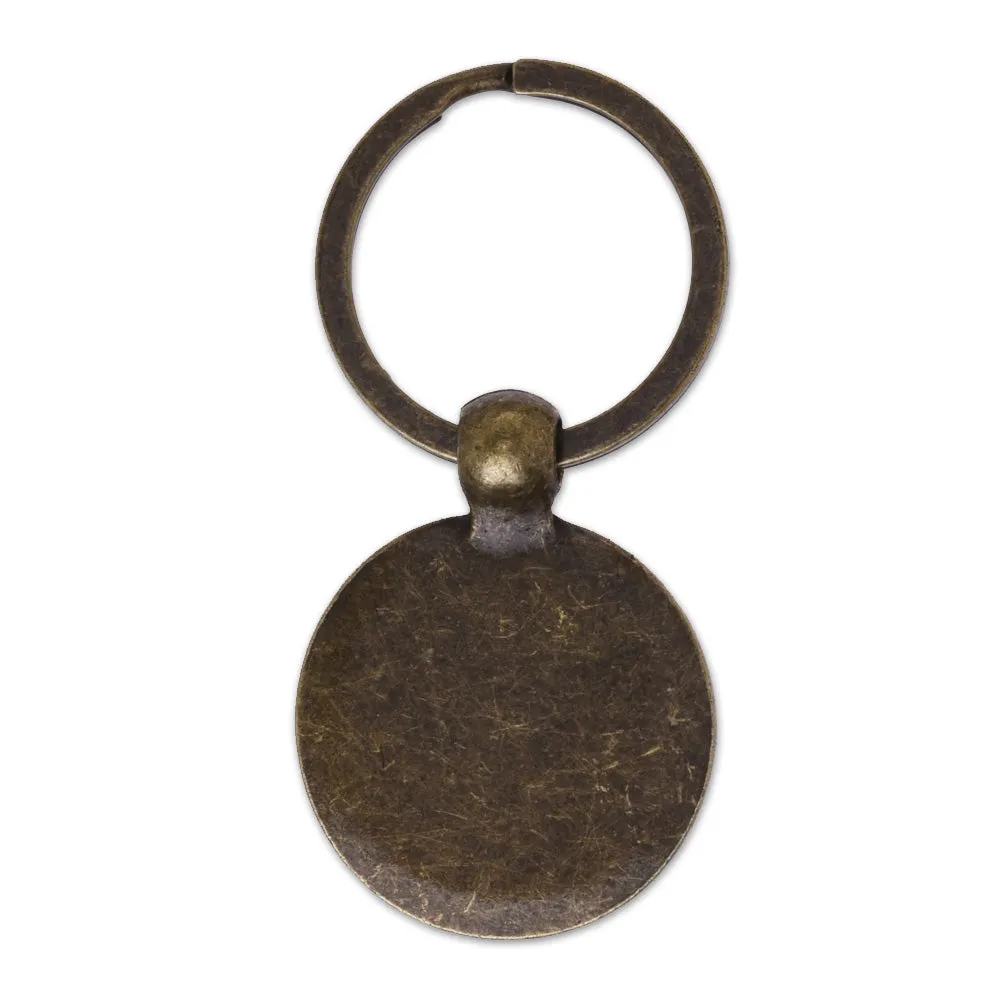 5pcs Antique Bronze Key Chain Blanks - Round Bezels Settings 25mm 1" Photos Charms,Diy key rings,keychain