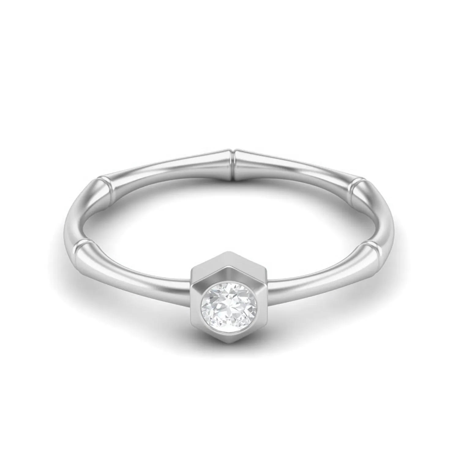5X5MM Round Shape Moissanite Solitaire Ring