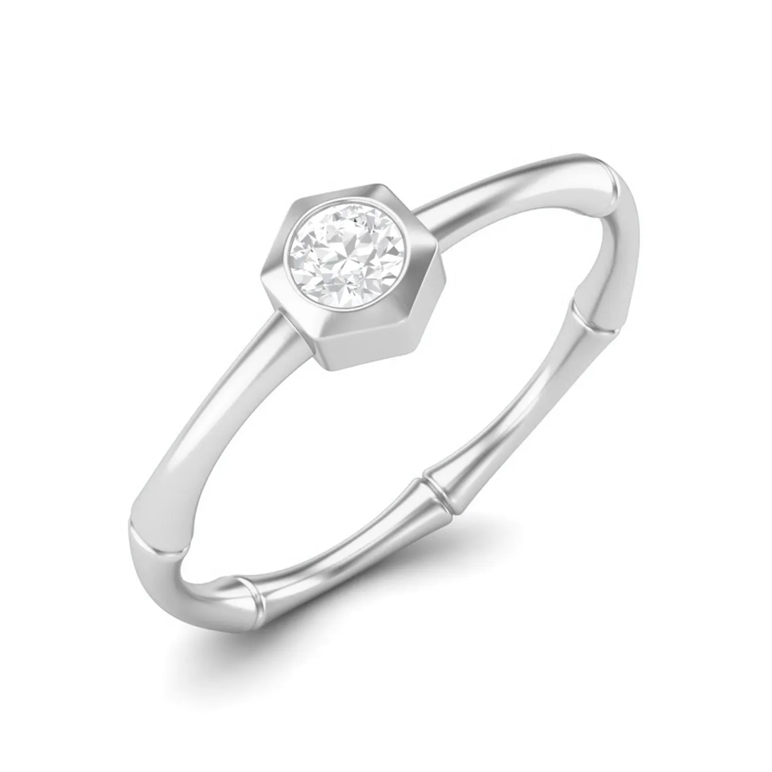 5X5MM Round Shape Moissanite Solitaire Ring