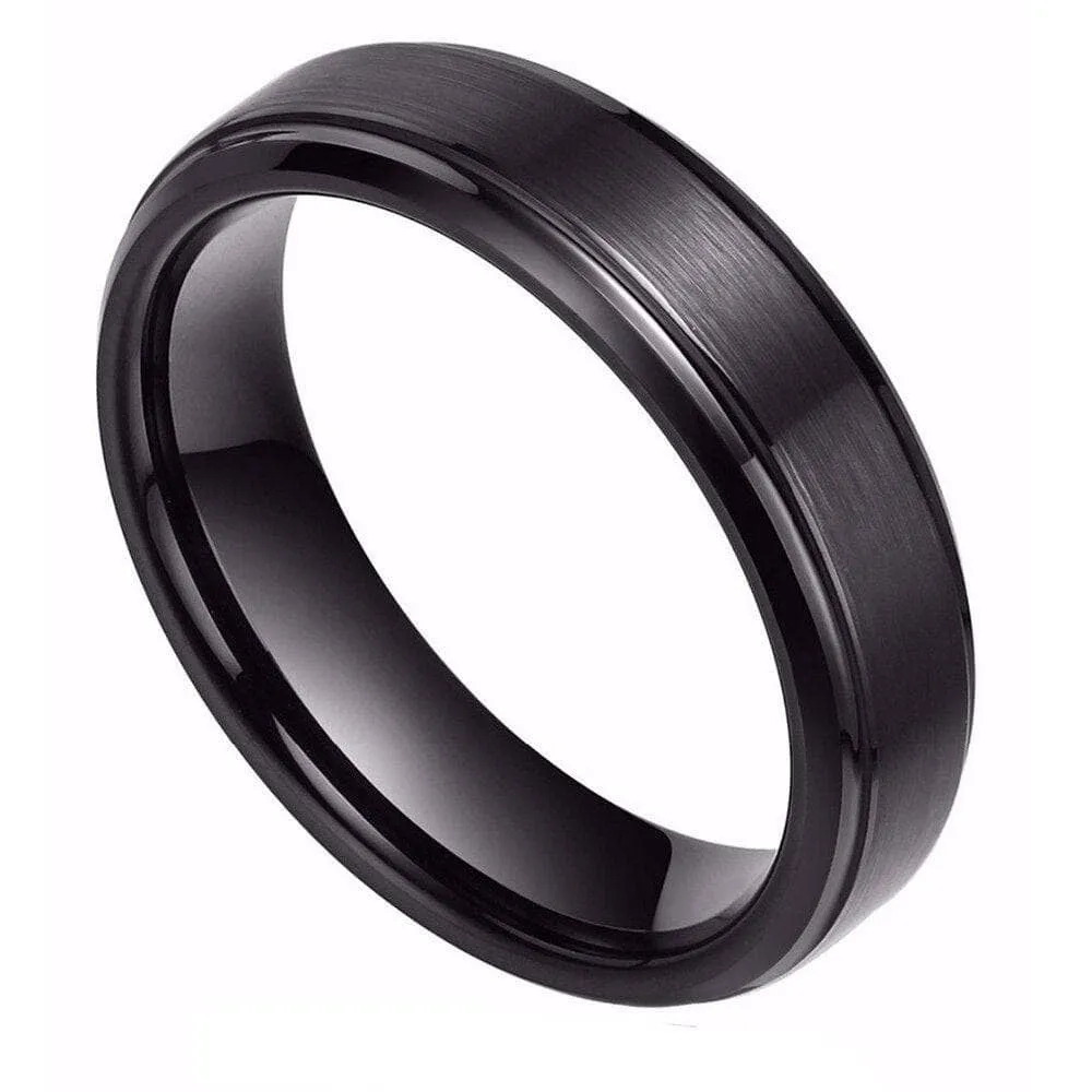 6mm Black Tungsten Carbide Wedding Band