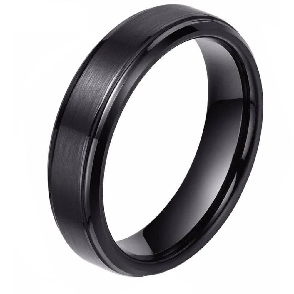 6mm Black Tungsten Carbide Wedding Band