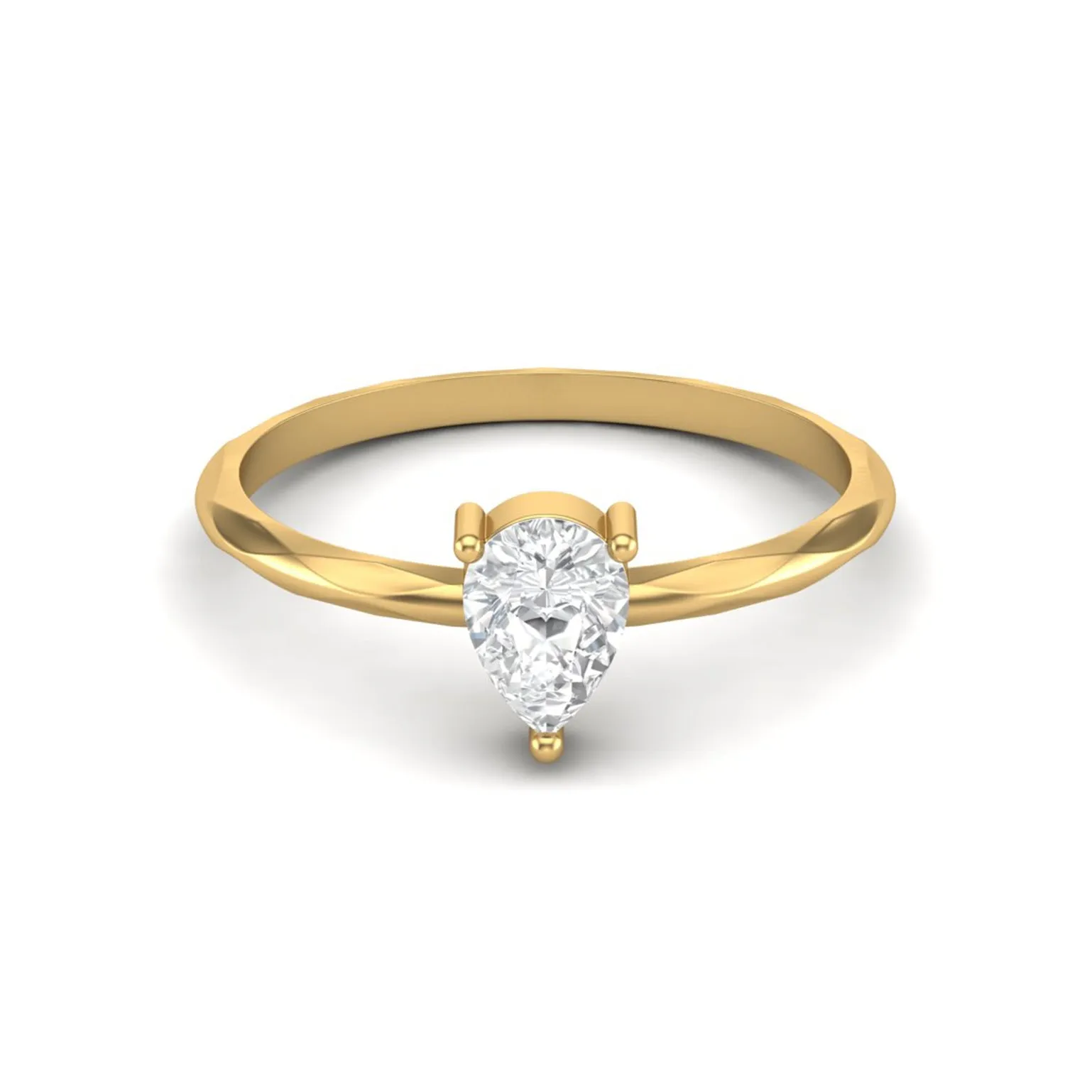 6X4 MM Pear Shape Moissanite 925 Sterling Silver Solitaire Ring