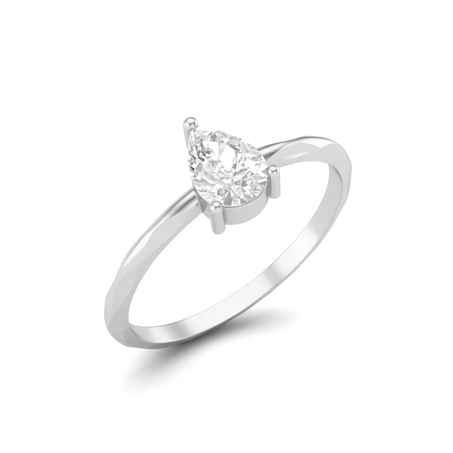 6X4 MM Pear Shape Moissanite 925 Sterling Silver Solitaire Ring