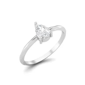 6X4 MM Pear Shape Moissanite 925 Sterling Silver Solitaire Ring