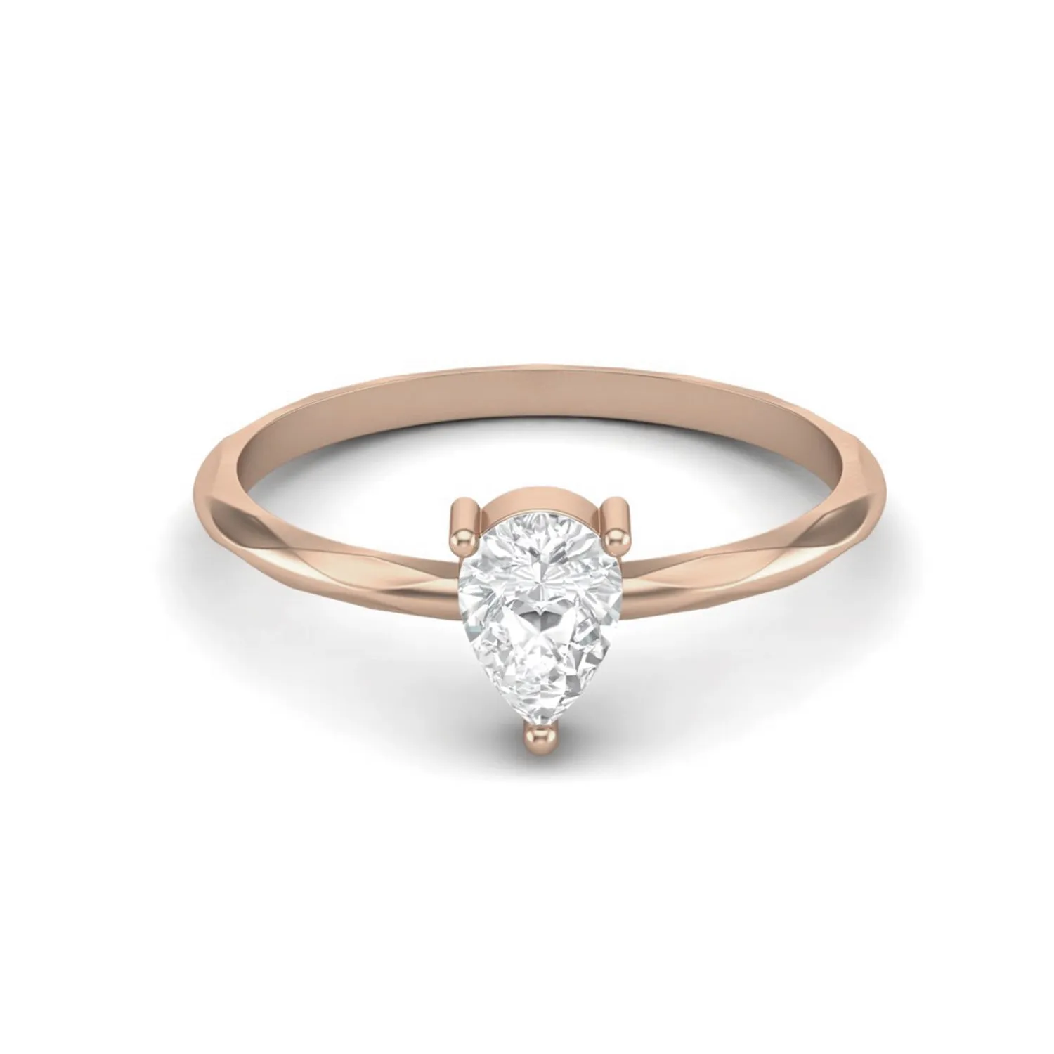6X4 MM Pear Shape Moissanite 925 Sterling Silver Solitaire Ring