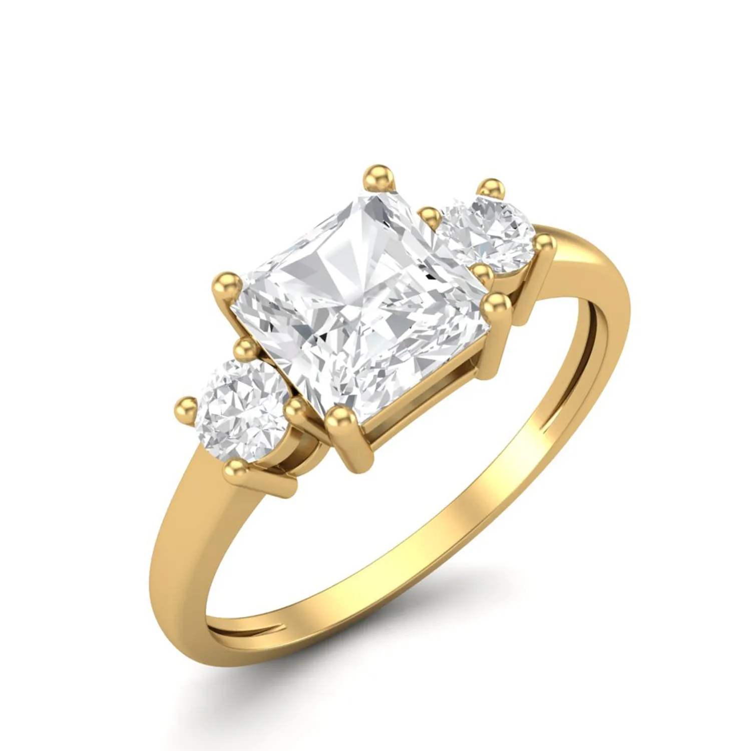 6X6 MM Square Shape Moissanite Three stone Ring