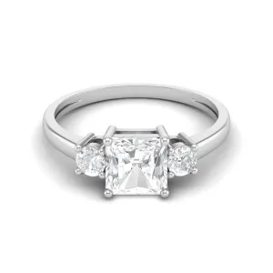 6X6 MM Square Shape Moissanite Three stone Ring